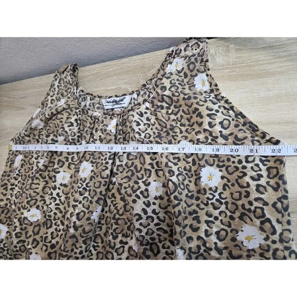 Anthony Richards Cotton House Dress Cheetah/ Floral Print  Sleeveless Mumu 2X - Picture 6 of 9
